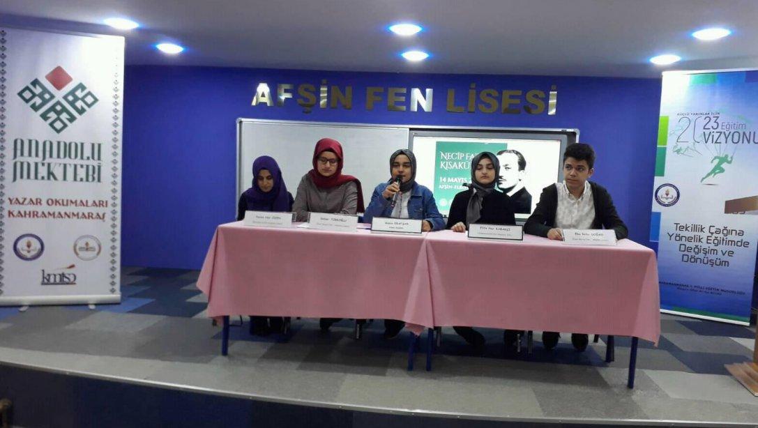 Anadolu Mektebi Yazar Okumaları Projesi Necip Fazıl Paneli Afşin Fen Lisesinde Gerçekleştirildi.